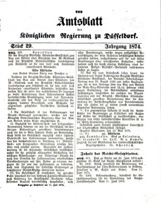 Amtsblatt für den Regierungsbezirk Düsseldorf Samstag 11. Juli 1874