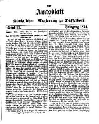 Amtsblatt für den Regierungsbezirk Düsseldorf Samstag 8. August 1874