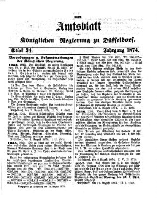 Amtsblatt für den Regierungsbezirk Düsseldorf Mittwoch 12. August 1874