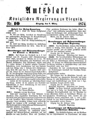 Amts-Blatt der Preußischen Regierung zu Liegnitz Samstag 7. März 1874