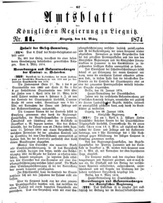 Amts-Blatt der Preußischen Regierung zu Liegnitz Samstag 14. März 1874