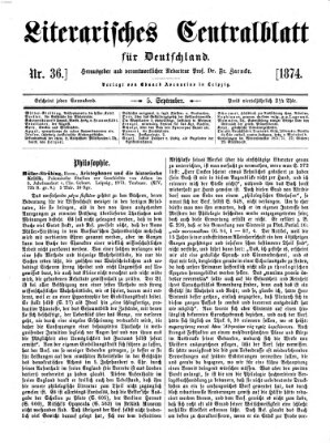Literarisches Zentralblatt für Deutschland Samstag 5. September 1874