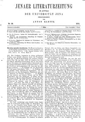 Jenaer Literaturzeitung Samstag 7. März 1874