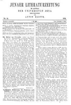 Jenaer Literaturzeitung Samstag 13. Juni 1874