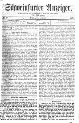 Schweinfurter Anzeiger Mittwoch 1. April 1874