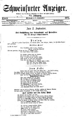 Schweinfurter Anzeiger Mittwoch 2. September 1874