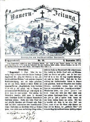 Bauern-Zeitung Donnerstag 3. September 1874
