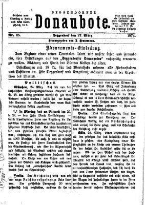 Deggendorfer Donaubote Freitag 27. März 1874
