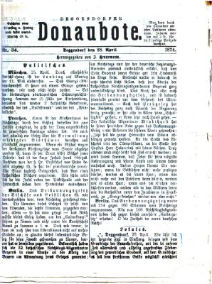 Deggendorfer Donaubote Dienstag 28. April 1874