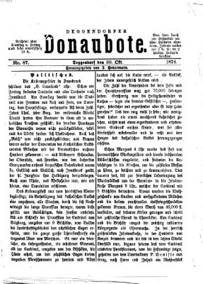 Deggendorfer Donaubote Freitag 30. Oktober 1874