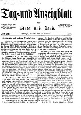 Tag- und Anzeigblatt für Stadt und Land (Tagblatt für die Städte Dillingen, Lauingen, Höchstädt, Wertingen und Gundelfingen)