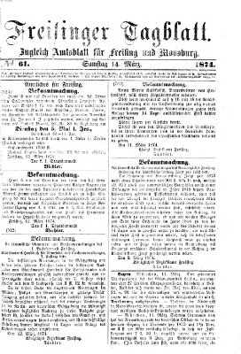 Freisinger Tagblatt (Freisinger Wochenblatt) Samstag 14. März 1874