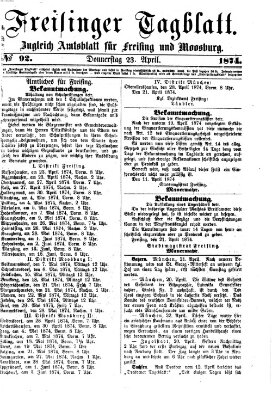 Freisinger Tagblatt (Freisinger Wochenblatt) Donnerstag 23. April 1874