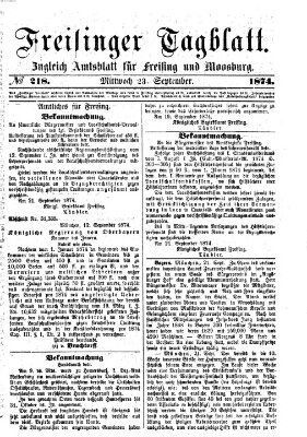 Freisinger Tagblatt (Freisinger Wochenblatt) Mittwoch 23. September 1874