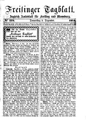 Freisinger Tagblatt (Freisinger Wochenblatt) Donnerstag 3. Dezember 1874