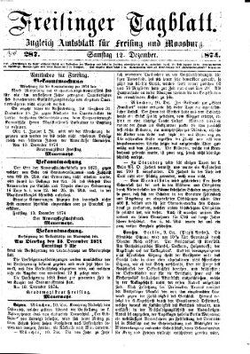 Freisinger Tagblatt (Freisinger Wochenblatt) Samstag 12. Dezember 1874