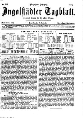 Ingolstädter Tagblatt Donnerstag 17. September 1874