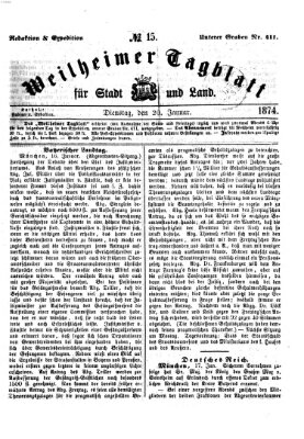 Weilheimer Tagblatt für Stadt und Land Dienstag 20. Januar 1874