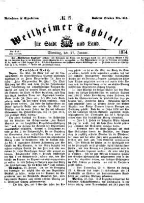 Weilheimer Tagblatt für Stadt und Land Dienstag 27. Januar 1874
