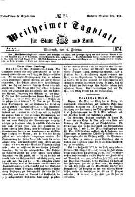 Weilheimer Tagblatt für Stadt und Land Mittwoch 4. Februar 1874