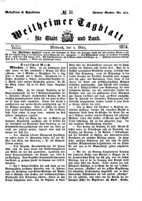Weilheimer Tagblatt für Stadt und Land Mittwoch 4. März 1874