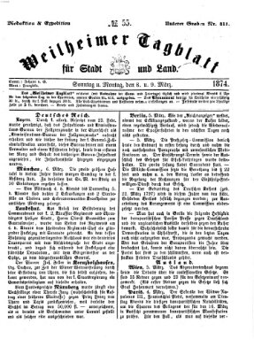 Weilheimer Tagblatt für Stadt und Land Sonntag 8. März 1874