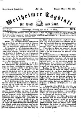 Weilheimer Tagblatt für Stadt und Land Montag 16. März 1874