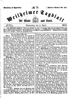 Weilheimer Tagblatt für Stadt und Land Donnerstag 9. April 1874