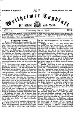 Weilheimer Tagblatt für Stadt und Land Donnerstag 30. April 1874