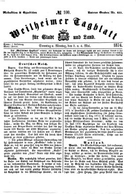 Weilheimer Tagblatt für Stadt und Land Sonntag 3. Mai 1874
