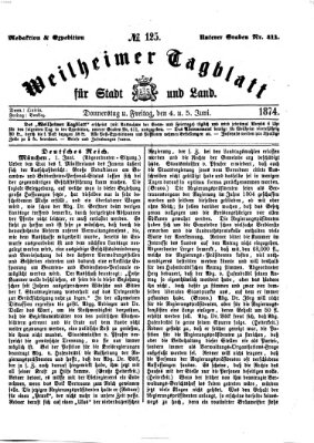 Weilheimer Tagblatt für Stadt und Land Freitag 5. Juni 1874