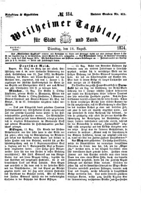 Weilheimer Tagblatt für Stadt und Land Dienstag 18. August 1874
