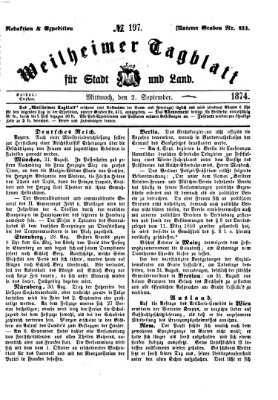 Weilheimer Tagblatt für Stadt und Land Mittwoch 2. September 1874