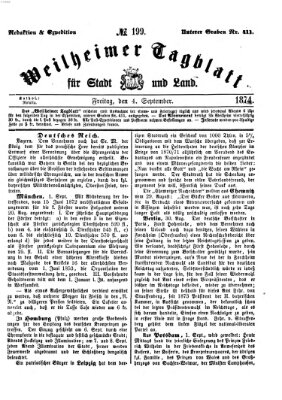Weilheimer Tagblatt für Stadt und Land Freitag 4. September 1874