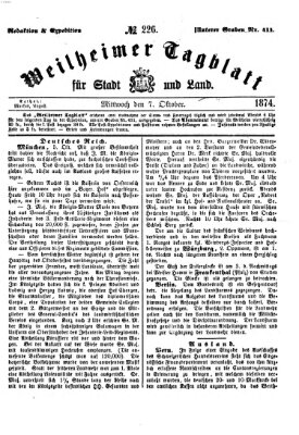 Weilheimer Tagblatt für Stadt und Land Mittwoch 7. Oktober 1874