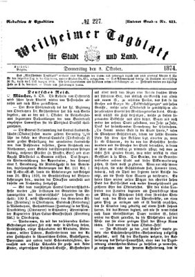Weilheimer Tagblatt für Stadt und Land Donnerstag 8. Oktober 1874