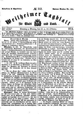 Weilheimer Tagblatt für Stadt und Land Montag 26. Oktober 1874