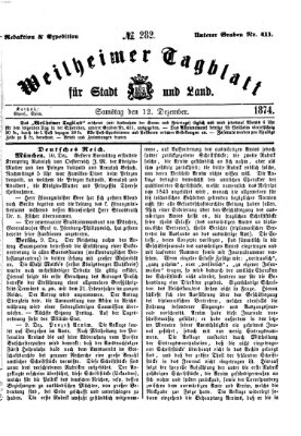 Weilheimer Tagblatt für Stadt und Land Samstag 12. Dezember 1874