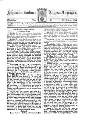 Schwabmünchner Tages-Anzeiger Donnerstag 26. Februar 1874