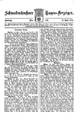 Schwabmünchner Tages-Anzeiger Sonntag 21. Juni 1874