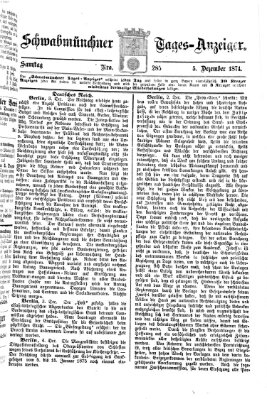 Schwabmünchner Tages-Anzeiger Samstag 5. Dezember 1874
