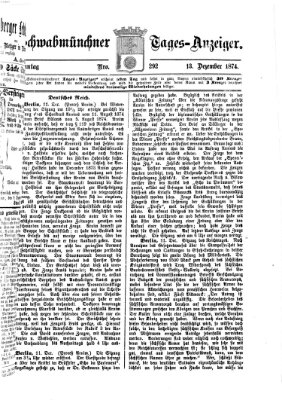 Schwabmünchner Tages-Anzeiger Sonntag 13. Dezember 1874