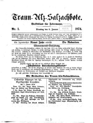 Traun-Alz-Salzachbote Dienstag 6. Januar 1874