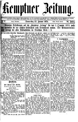 Kemptner Zeitung Donnerstag 22. Januar 1874