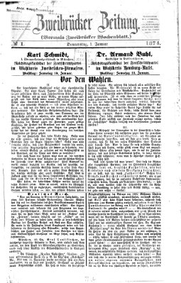 Zweibrücker Zeitung (Zweibrücker Wochenblatt) Donnerstag 1. Januar 1874