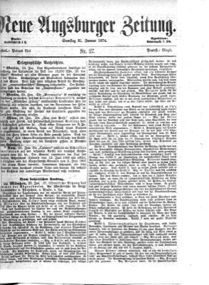 Neue Augsburger Zeitung Samstag 31. Januar 1874