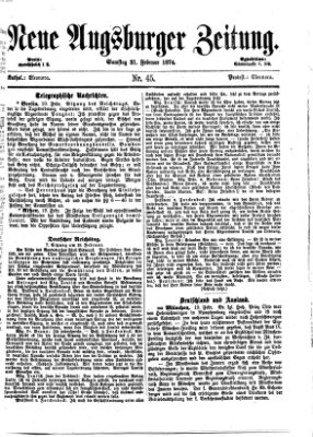 Neue Augsburger Zeitung Samstag 21. Februar 1874