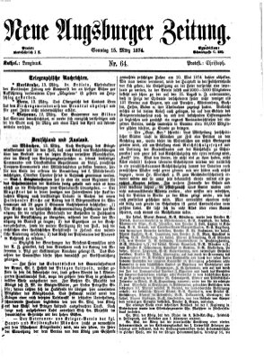 Neue Augsburger Zeitung Sonntag 15. März 1874