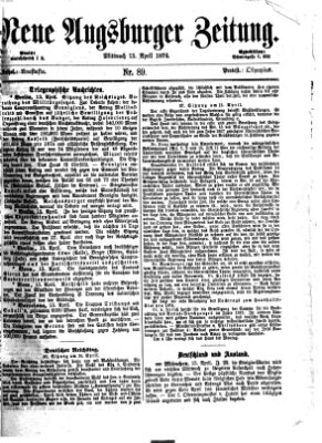 Neue Augsburger Zeitung Mittwoch 15. April 1874