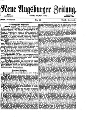 Neue Augsburger Zeitung Samstag 18. April 1874